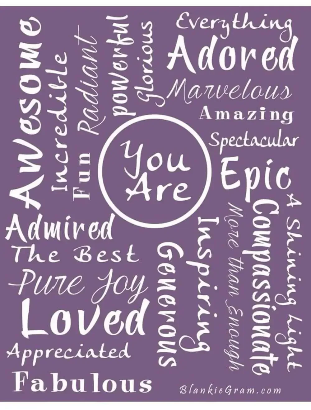 BlankieGram “You Are” Inspirational Throw Blanket – Purple – Plush Fleece Gift W